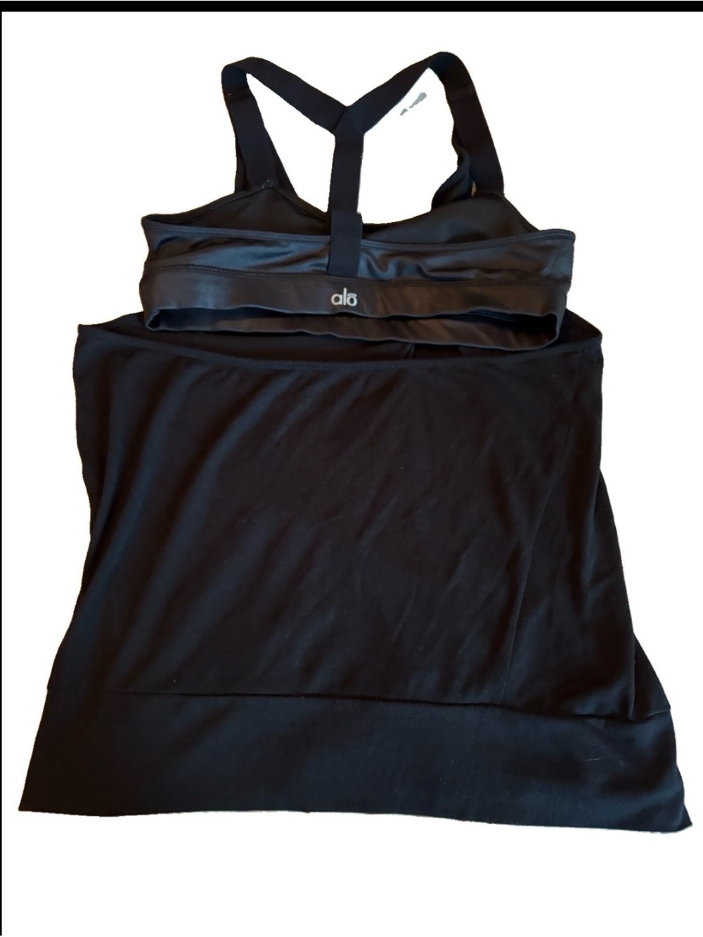 Alo Yoga 2-in-1 Built-In Bra Tank | Black | Size Tag Removed | Vintage Alo Logo - Picture 4 of 4
